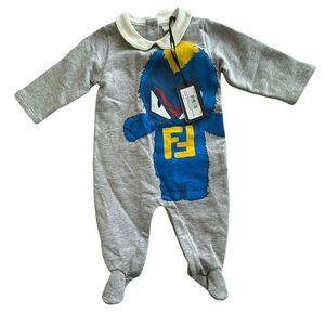 Fendi Gray and Blue Kids One Piece